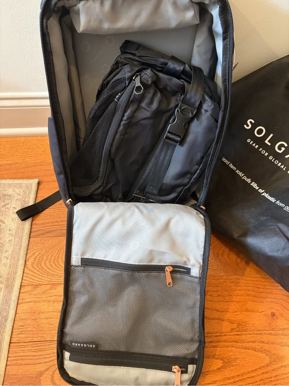 RARE Solgaard Venture Backpack w/ Closet Baltic Black Rose Gold Large NWT